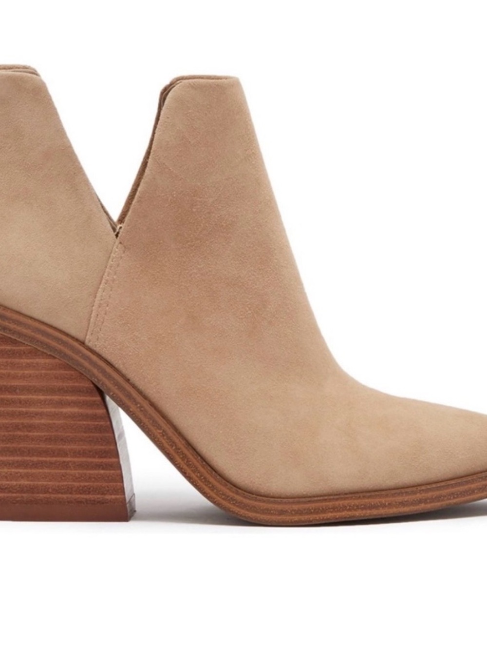 Vince Camuto Gigietta LeatherSuede V-Cut Ankle Boot in Beige size 7.5